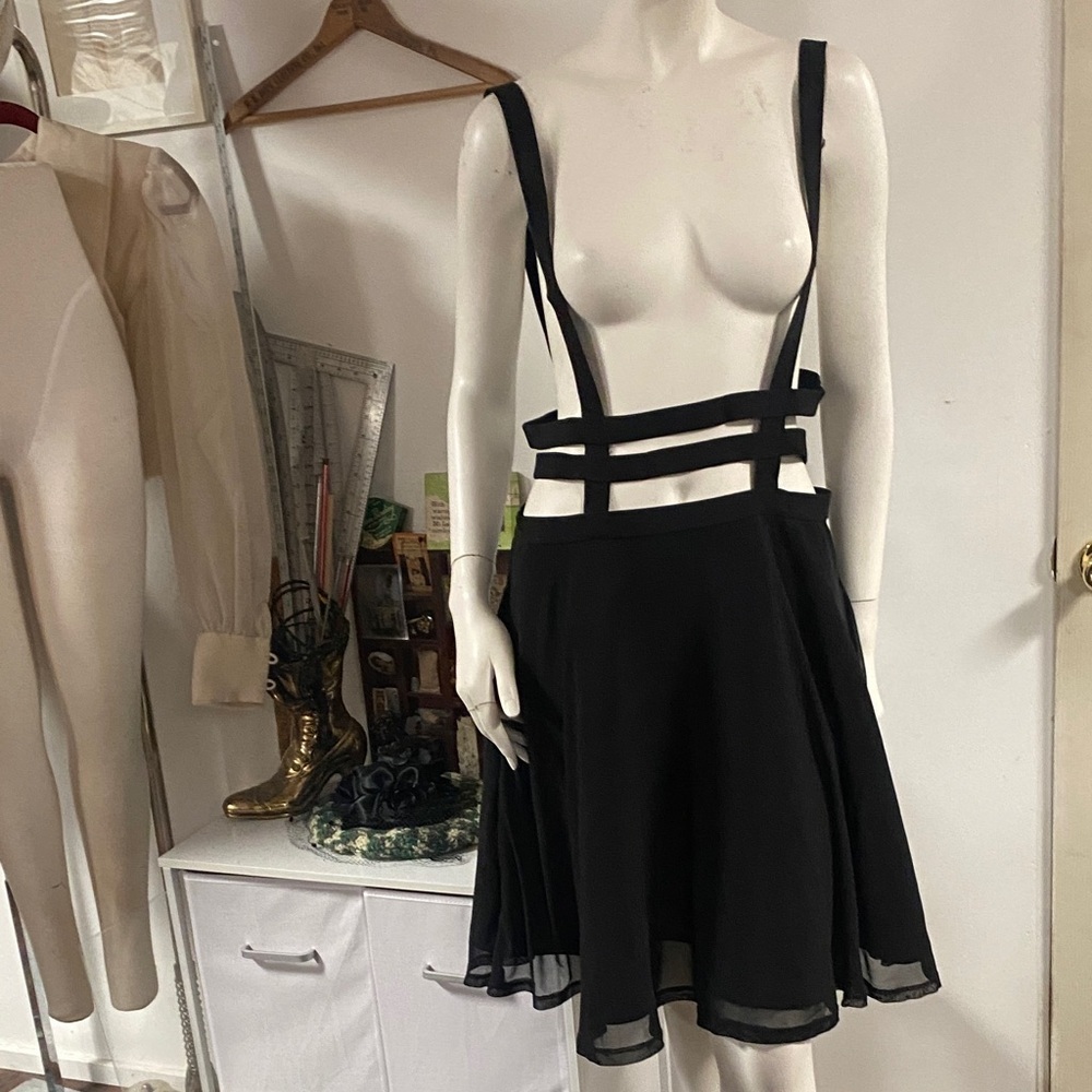 Hot Topic Suspender Black Strappy Dress